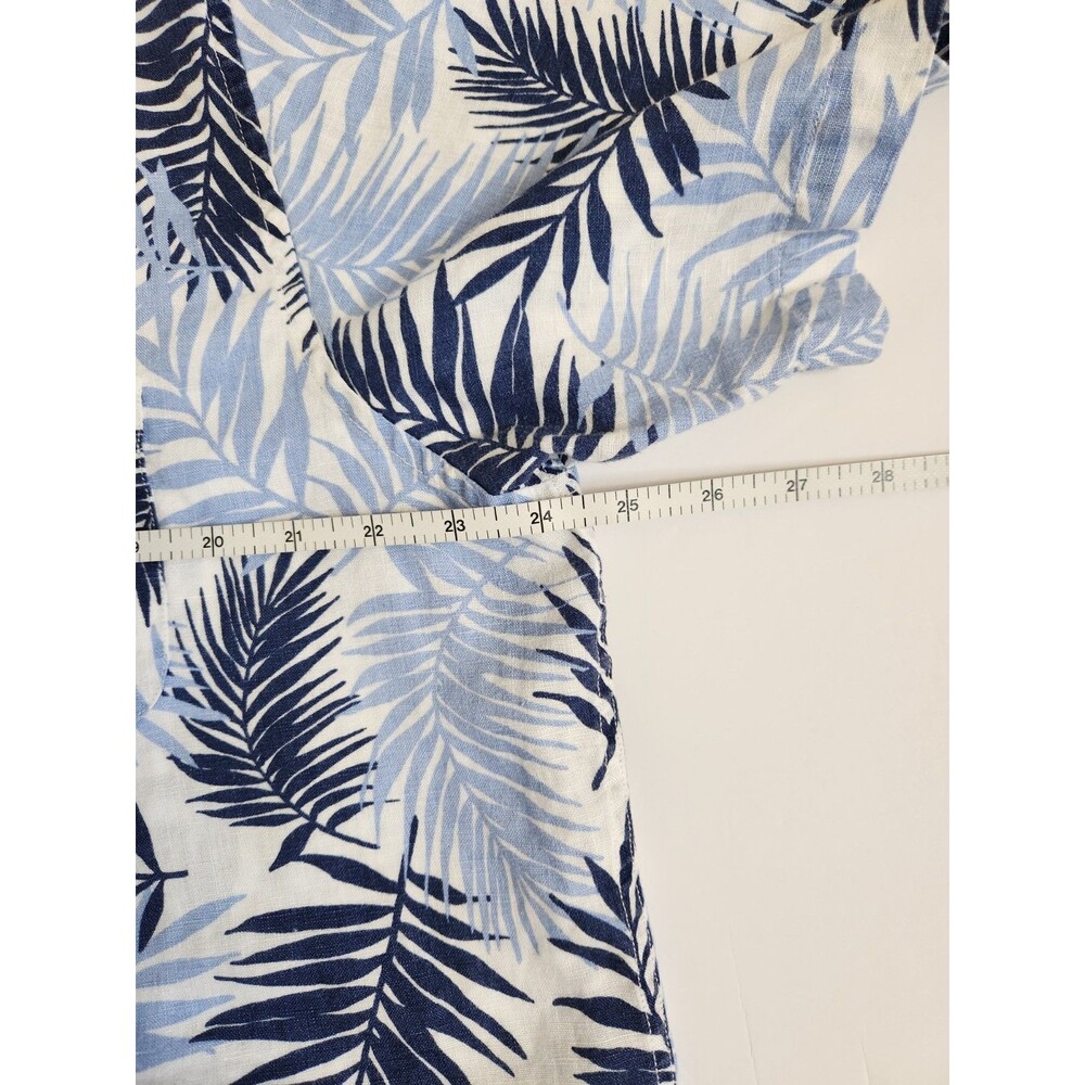 Lands' End 100% Linen Short Sleeve Tropical Palm Button Down Shirt Men's Large - Picture 8 of 9
